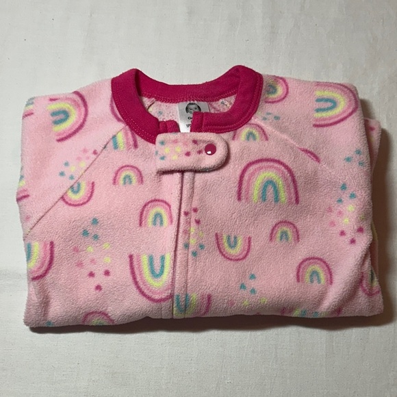 Gerber - Pink Rainbow Fleece Footie One Piece - Picture 5 of 5